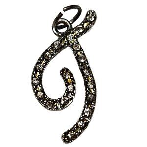 Silver Rhinestone Initial J Pendant Necklace Charm Sparkling Jewelry Womens
